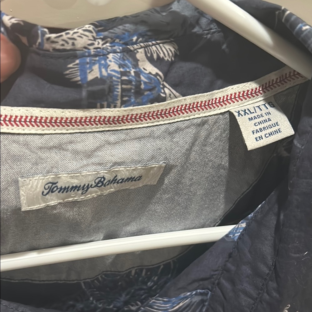 Navy Hawaiian Shirt with Embroidered Logo - Picture 2 of 2
